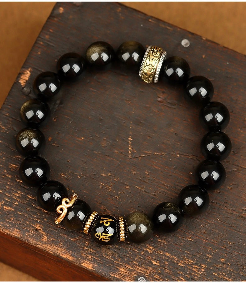 Pulsera de la fortuna de obsidiana; mismo estilo que Black Goku