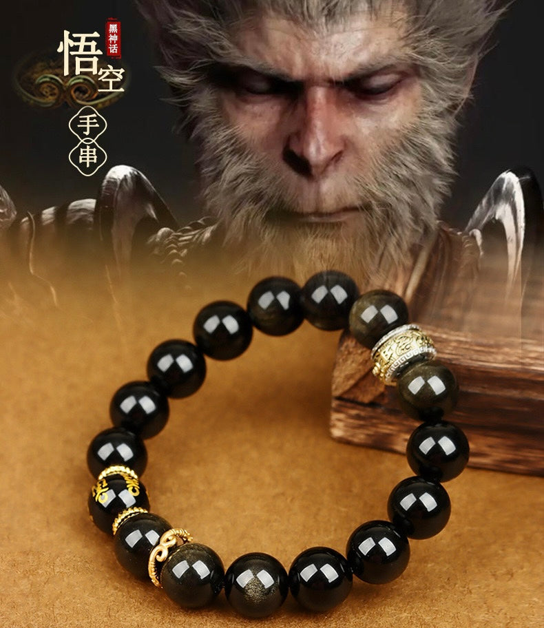 Pulsera de la fortuna de obsidiana; mismo estilo que Black Goku