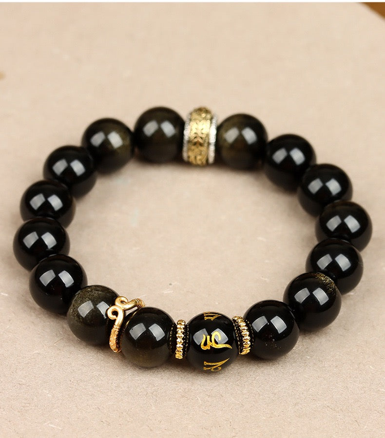Pulsera de la fortuna de obsidiana; mismo estilo que Black Goku