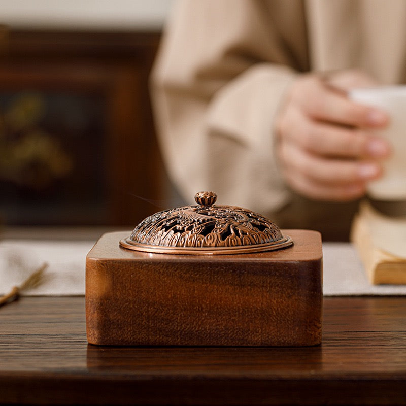 Quemador de incienso de nogal; Ceremonia del té zen