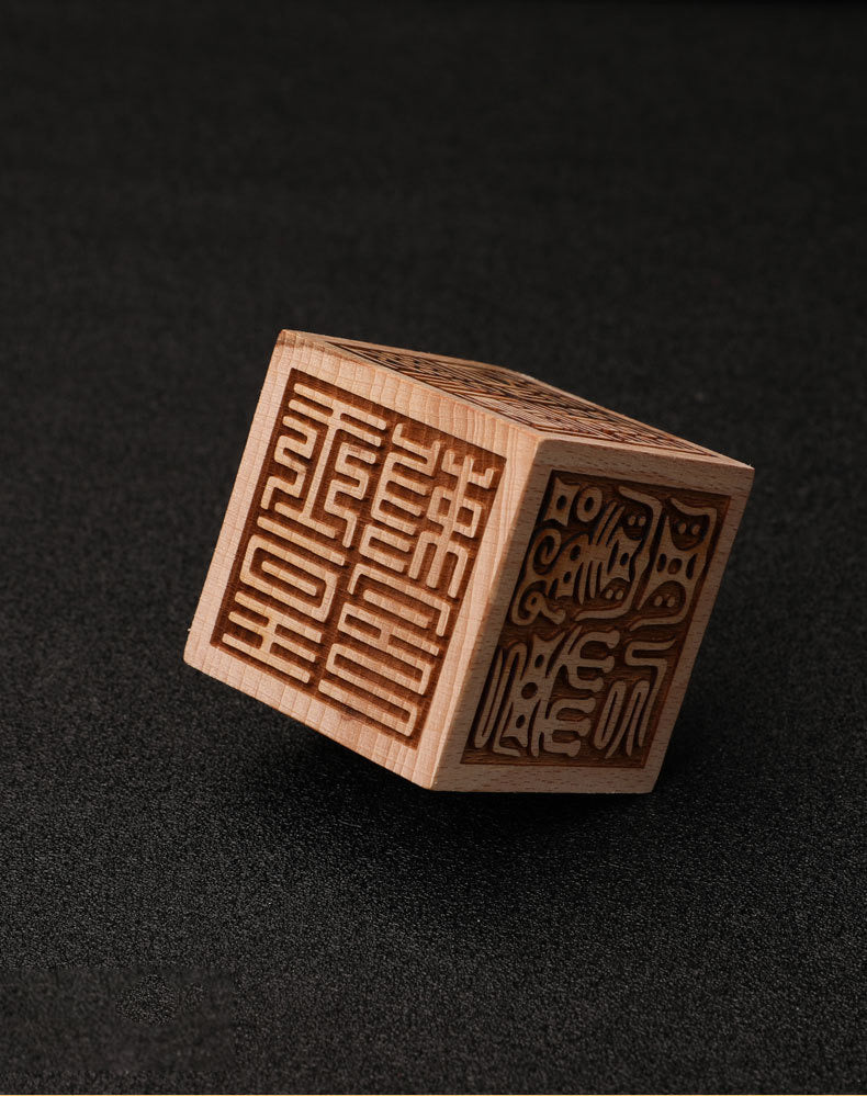 Feng Shui seal of Emperor Wenchang; carved from peach wood