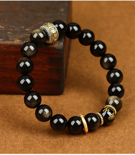 Bracelet de fortune en obsidienne ; même style que Black Goku