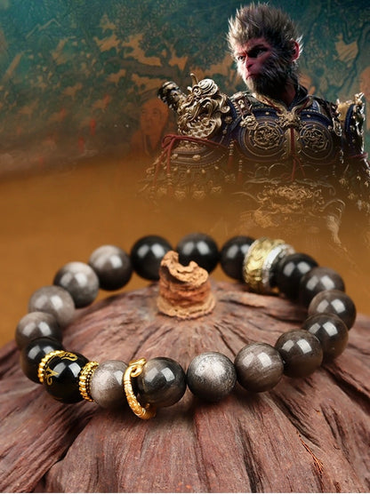 Bracelet de fortune en obsidienne ; même style que Black Goku