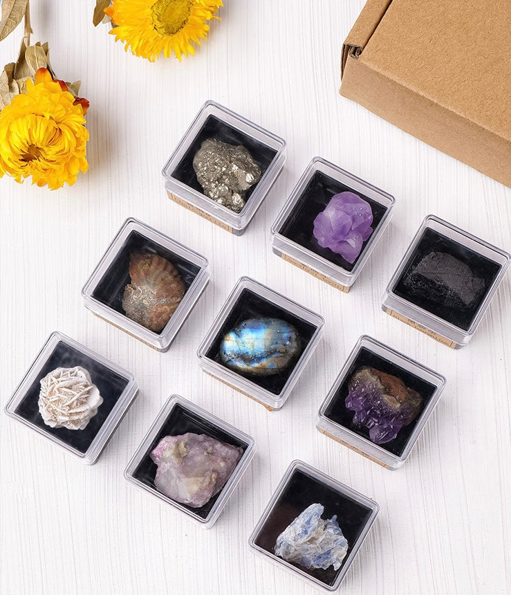 9 natural crystal stones; Feng Shui ornaments to enhance your aura