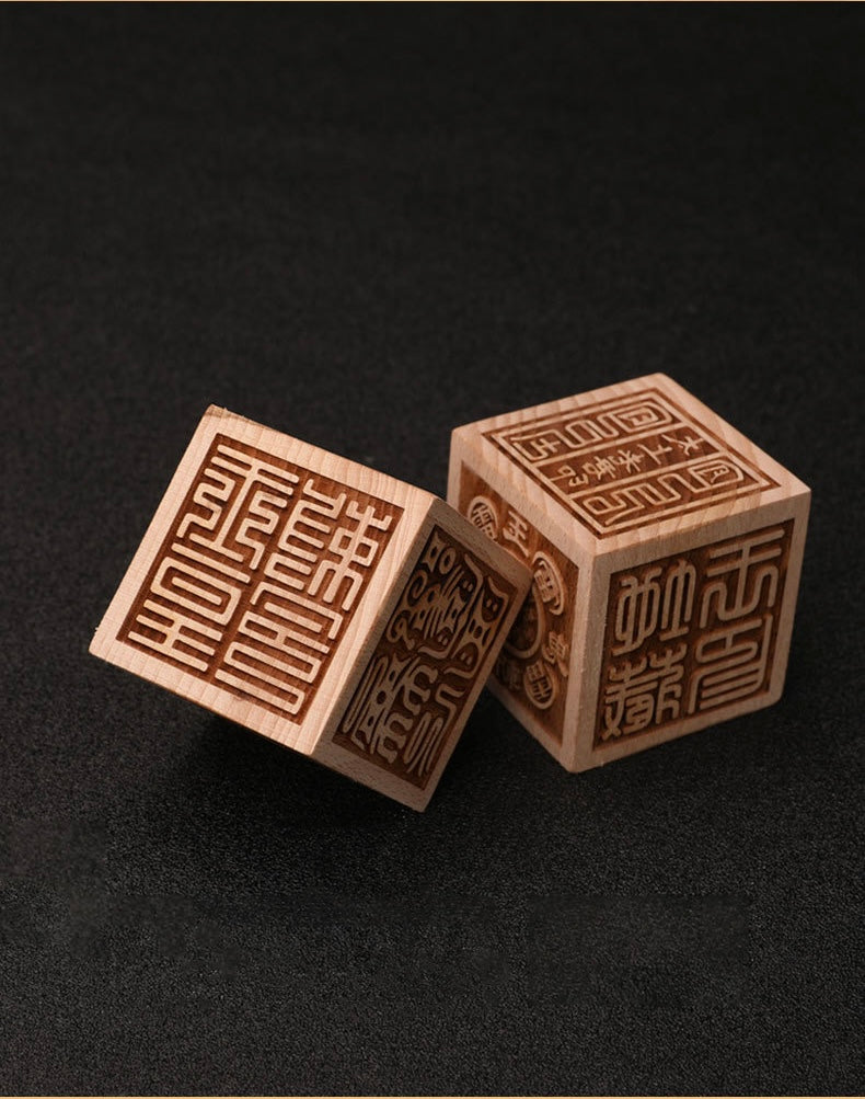 Feng Shui seal of Emperor Wenchang; carved from peach wood