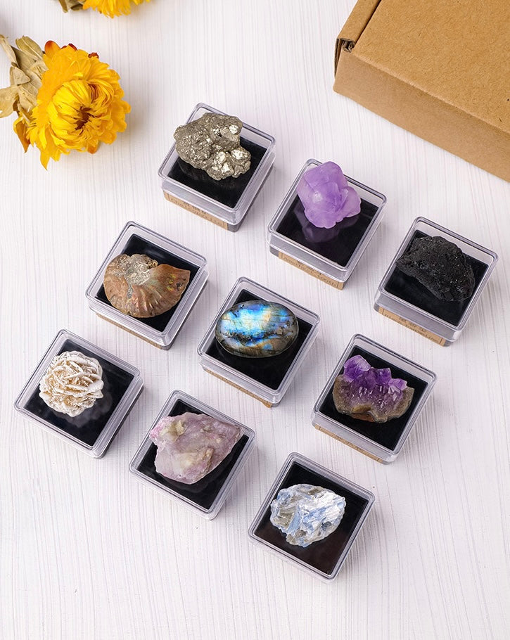 9 natural crystal stones; Feng Shui ornaments to enhance your aura