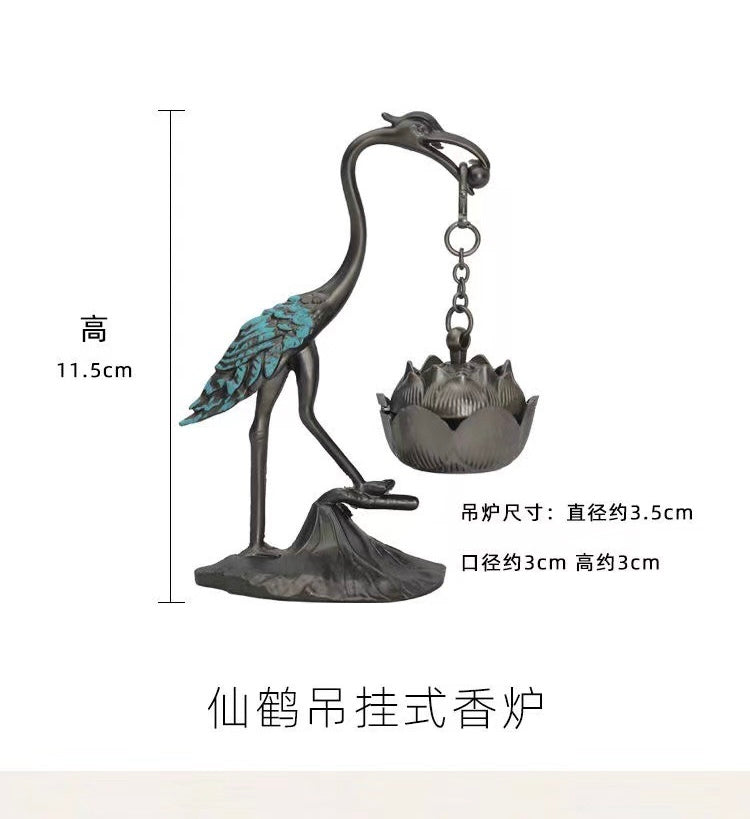 Popular small crane incense burner Feng Shui ornaments; enhance luck