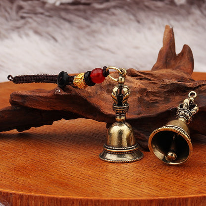 Campana de latón para someter demonios; instrumento ritual de cobre; hecho a mano