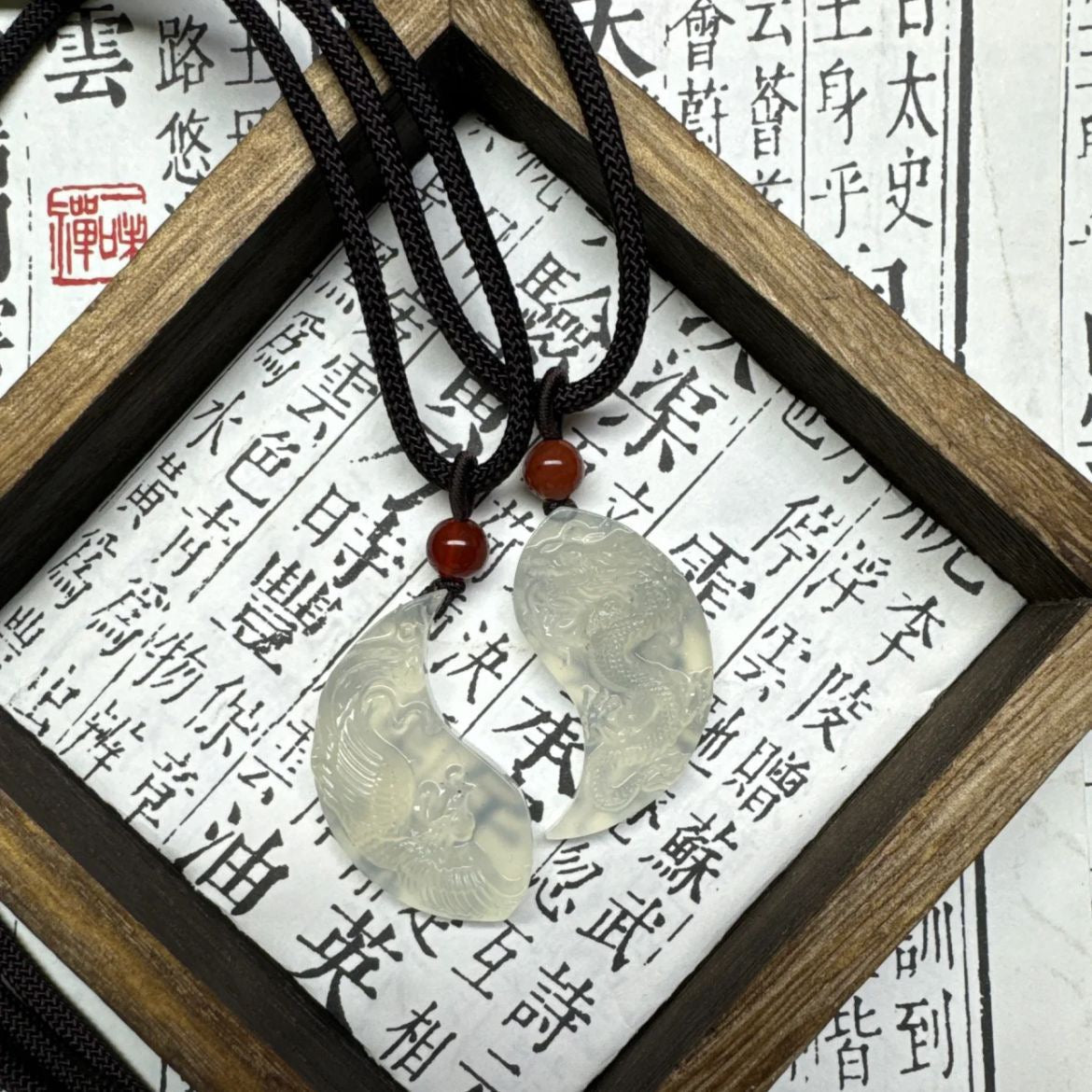 Couple jade necklace; keep safe; soul connected;