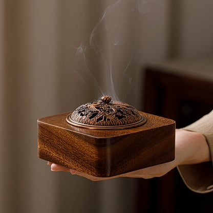 Walnut incense burner; Zen tea ceremony