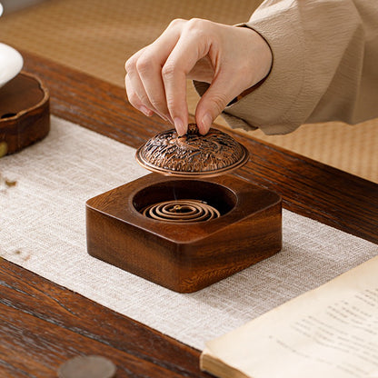 Walnut incense burner; Zen tea ceremony