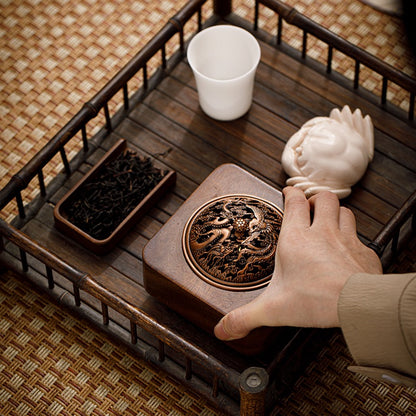 Walnut incense burner; Zen tea ceremony