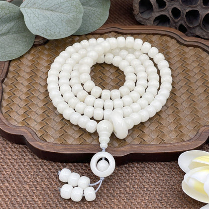 White jade bodhi root 108 beads；Buddhist beads；Feng Shui Jewelry