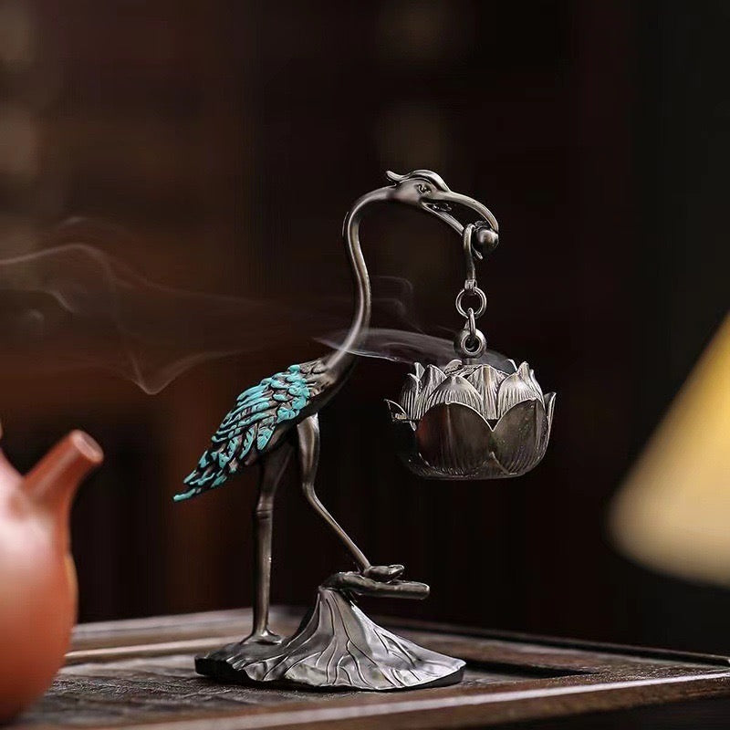 Popular small crane incense burner Feng Shui ornaments; enhance luck