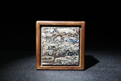 Antique Huanghuali wood box; Fengshui ornaments