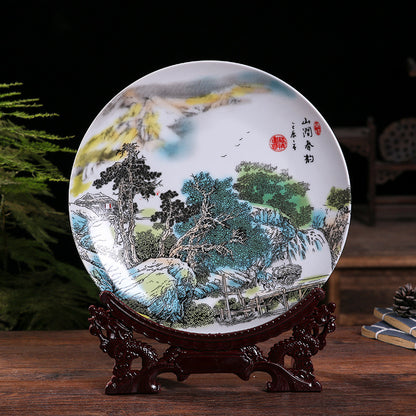 Porcelain decorative plate; Feng Shui ornaments