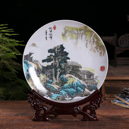 Porcelain decorative plate; Feng Shui ornaments