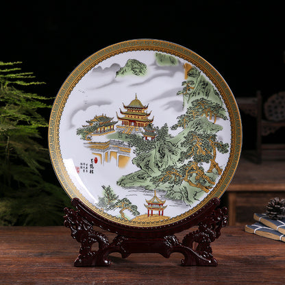 Porcelain decorative plate; Feng Shui ornaments