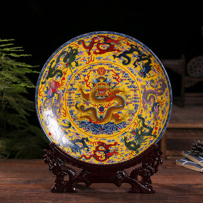 Porcelain decorative plate; Feng Shui ornaments