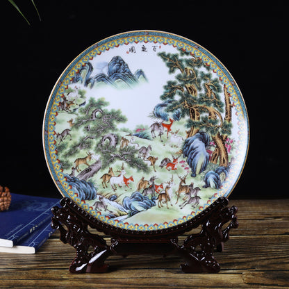 Porcelain decorative plate; Feng Shui ornaments