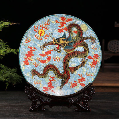 Porcelain decorative plate; Feng Shui ornaments