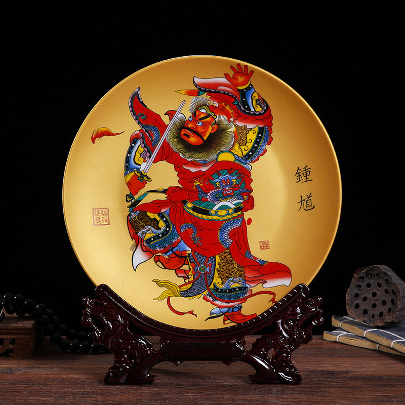 Porcelain decorative plate; Feng Shui ornaments