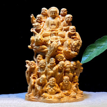 Hand-carved Buddhist 18 Arhats; Feng Shui ornaments