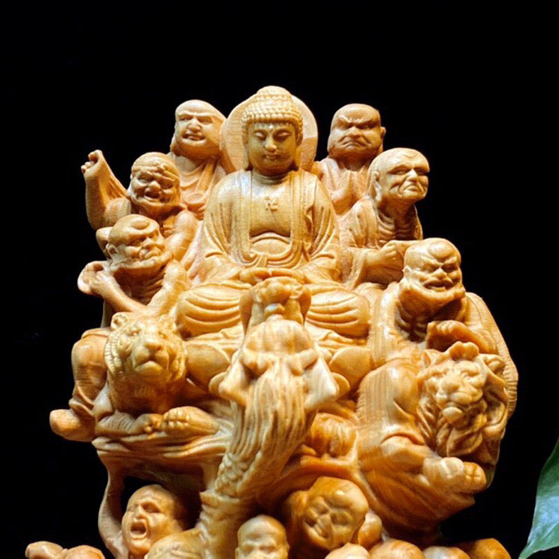 Hand-carved Buddhist 18 Arhats; Feng Shui ornaments