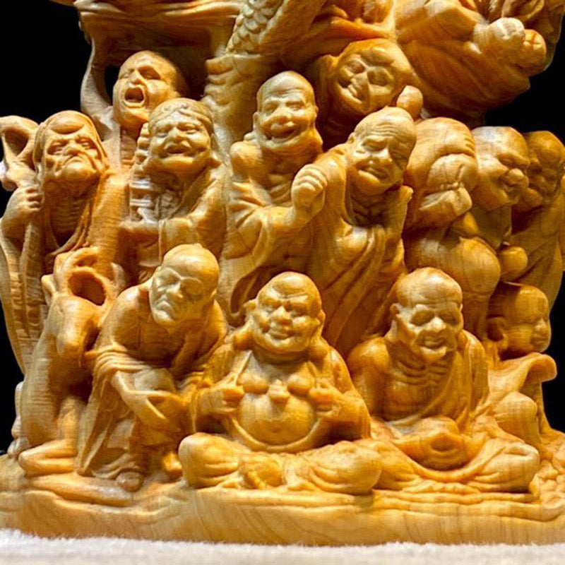 Hand-carved Buddhist 18 Arhats; Feng Shui ornaments