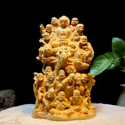 Hand-carved Buddhist 18 Arhats; Feng Shui ornaments