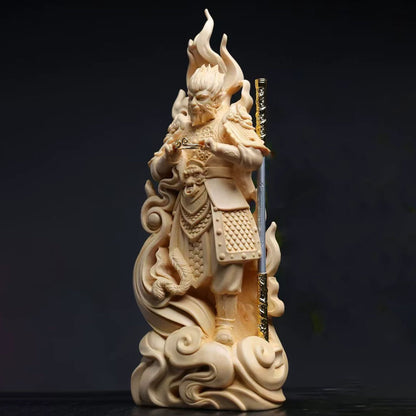 Black Wukong Myth Monkey King handmade wood carving; Feng Shui ornaments enhance the aura