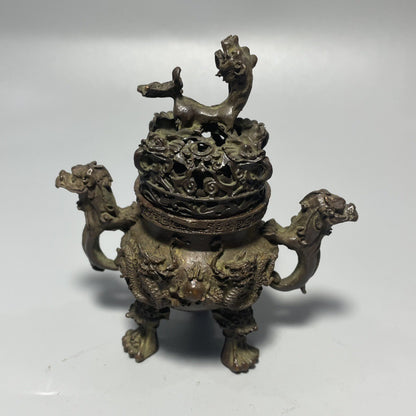 Antique Nine Dragon Incense Burner; Feng Shui Ornaments