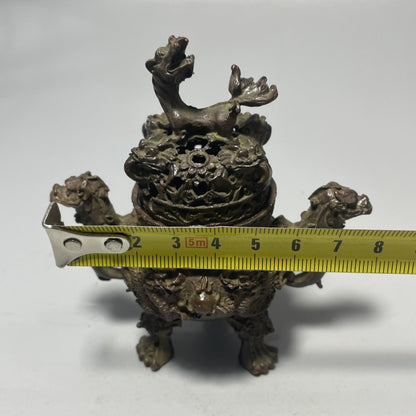 Antique Nine Dragon Incense Burner; Feng Shui Ornaments