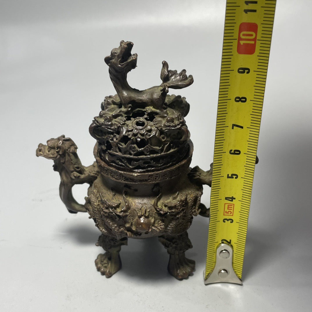 Antique Nine Dragon Incense Burner; Feng Shui Ornaments