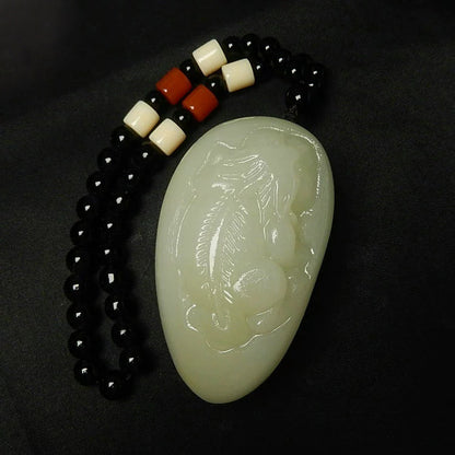 Exquisite Jade Pixiu with Black Bead Necklace - Feng Shui Wealth Enhancer