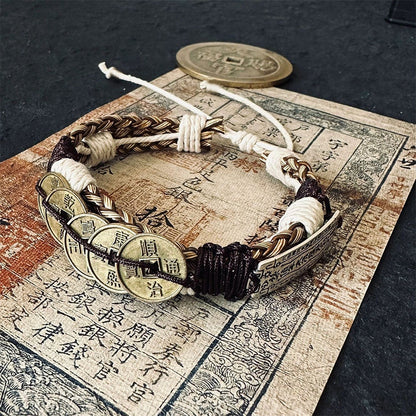 Five Emperors' Coins Bracelet; niche design; blessing peace